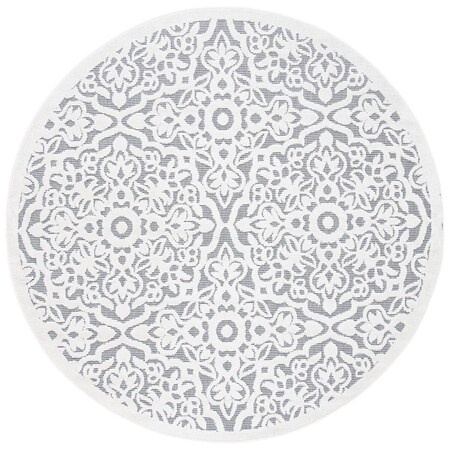 Safavieh 6 ft. 7 in. x 6 ft. 7 in. Cabana Power Loomed Round Area Rug; Ivory & Grey CBN662A-7R